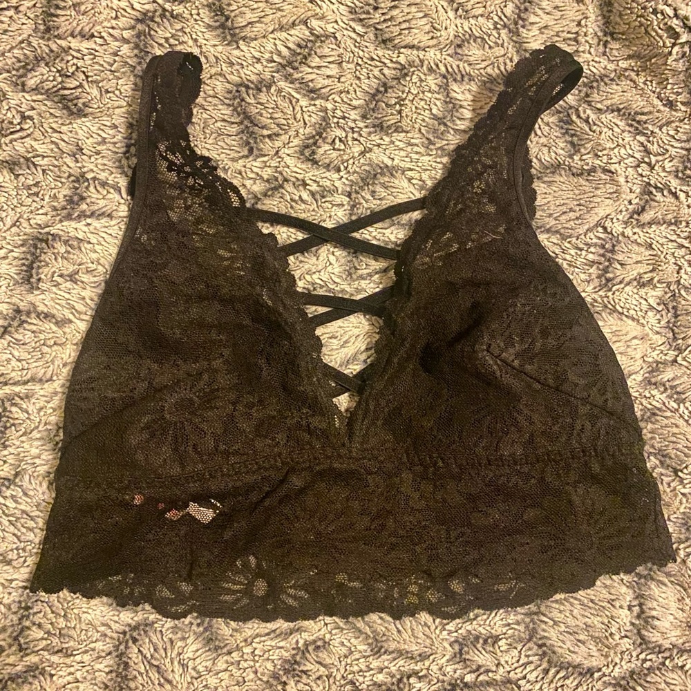 Victoria Secret PINK Black strappy lace bralette